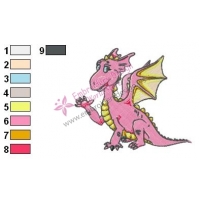 Pink Baby Dragon Embroidery Design